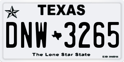 TX license plate DNW3265