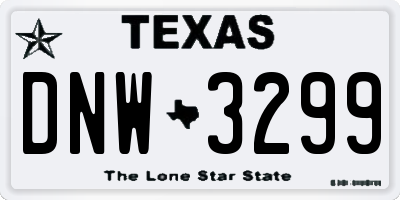 TX license plate DNW3299