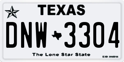 TX license plate DNW3304