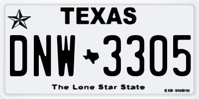 TX license plate DNW3305