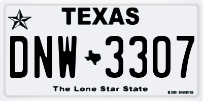 TX license plate DNW3307