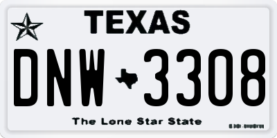 TX license plate DNW3308