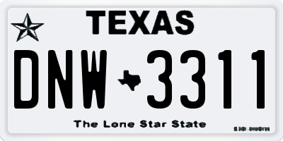 TX license plate DNW3311