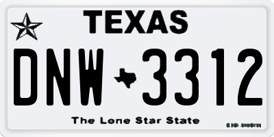 TX license plate DNW3312
