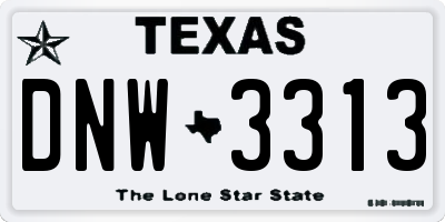 TX license plate DNW3313