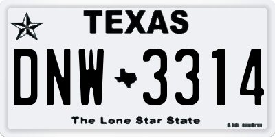 TX license plate DNW3314
