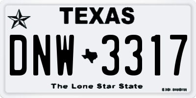 TX license plate DNW3317