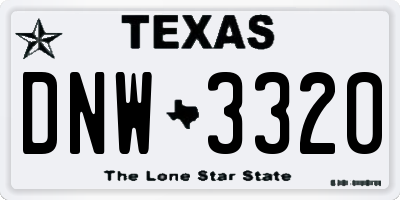 TX license plate DNW3320