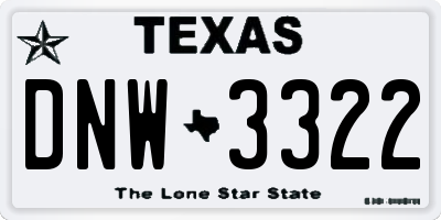 TX license plate DNW3322