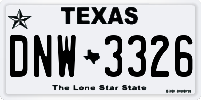 TX license plate DNW3326