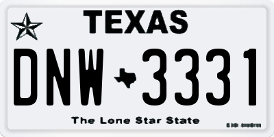 TX license plate DNW3331
