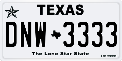 TX license plate DNW3333