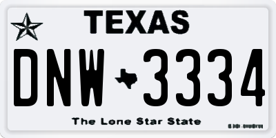 TX license plate DNW3334