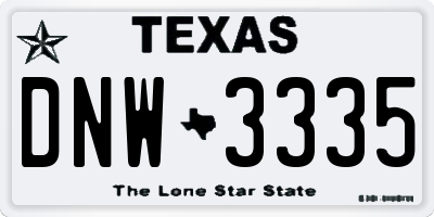 TX license plate DNW3335