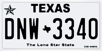 TX license plate DNW3340