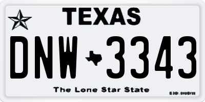 TX license plate DNW3343