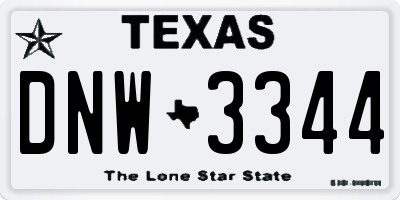 TX license plate DNW3344