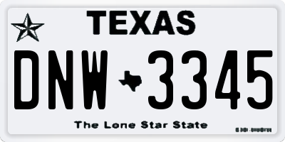 TX license plate DNW3345
