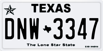 TX license plate DNW3347