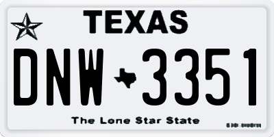 TX license plate DNW3351