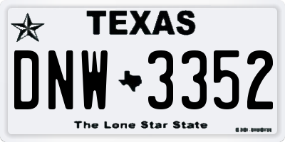 TX license plate DNW3352