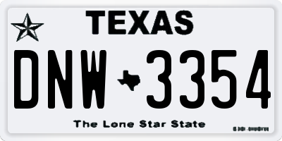 TX license plate DNW3354