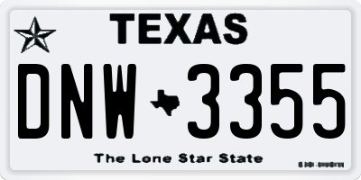 TX license plate DNW3355