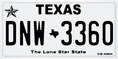 TX license plate DNW3360