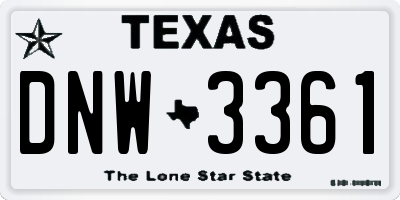TX license plate DNW3361