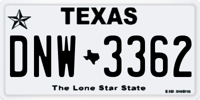 TX license plate DNW3362