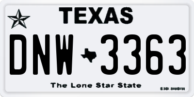 TX license plate DNW3363