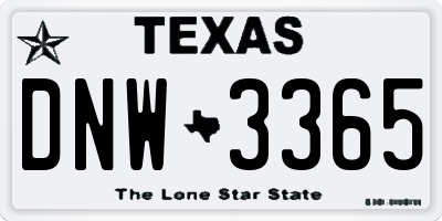 TX license plate DNW3365
