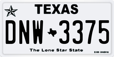 TX license plate DNW3375
