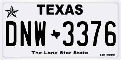 TX license plate DNW3376