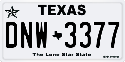 TX license plate DNW3377