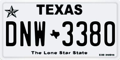 TX license plate DNW3380