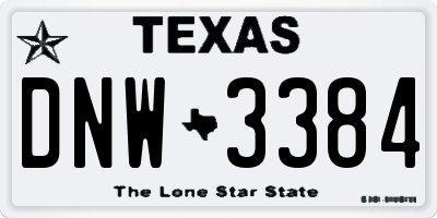 TX license plate DNW3384