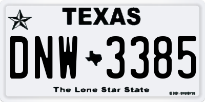 TX license plate DNW3385