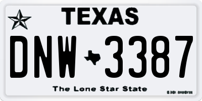 TX license plate DNW3387
