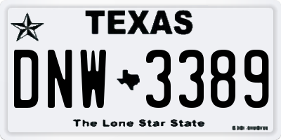 TX license plate DNW3389