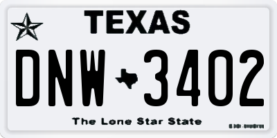 TX license plate DNW3402