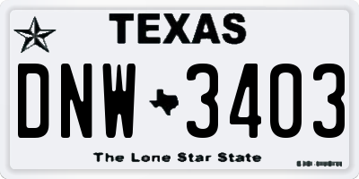 TX license plate DNW3403