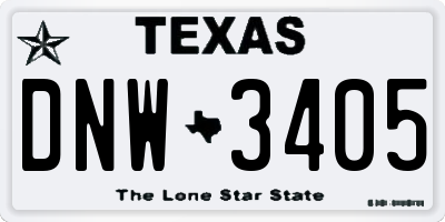 TX license plate DNW3405