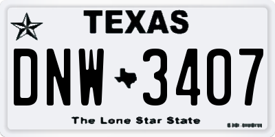 TX license plate DNW3407