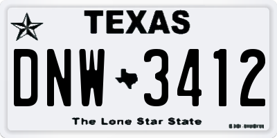 TX license plate DNW3412