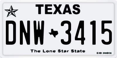 TX license plate DNW3415