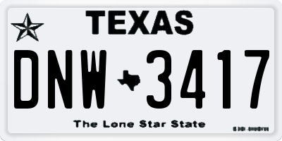 TX license plate DNW3417