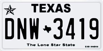 TX license plate DNW3419
