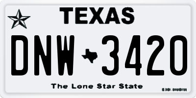 TX license plate DNW3420