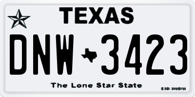 TX license plate DNW3423